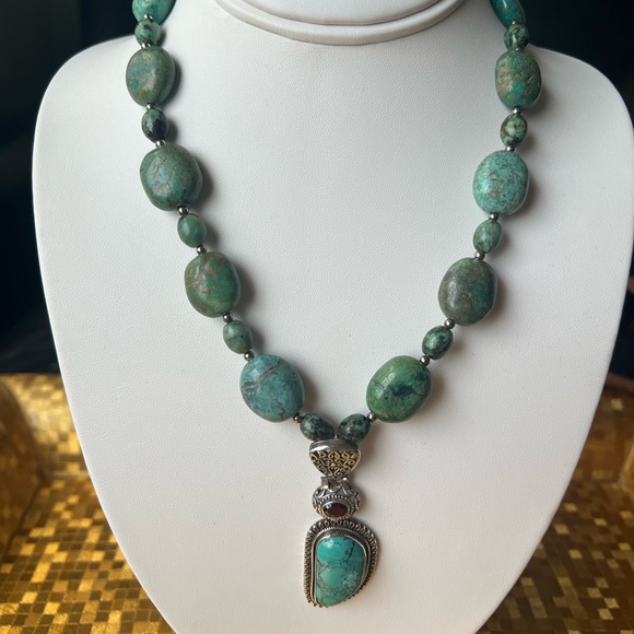 Turquoise sterling silver necklace - Picture 1 of 6